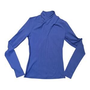 Lululemon Ethereal Long Sleeve High Neck Stretch Gatsby Blue Stretch Top Size 2